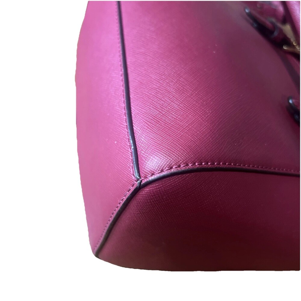 Michael Kors Ciara Saffiano Leather Raspberry Pink Satchel Crossbody Versatile - Picture 8 of 16
